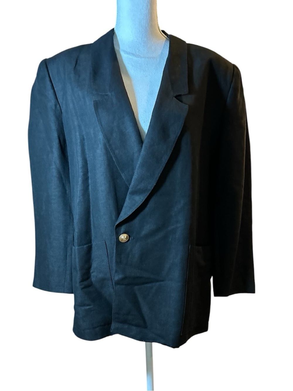 Linen Black Single-Button Blazer